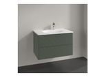 Villeroy und Boch Antao Waschtisch-Unterschrank L04100HL 78,8x50,4x49,6cm, mit Frontstruktur, leaf green matt lacquer, Mit Beleuchtung
