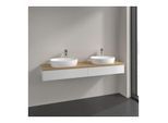 Villeroy und Boch Antao Waschtisch-Unterschrank L17051GF 160x19x50cm, Hahnlochbohrung, Waschbeckenplattenfarbe honey oak, glossy white lacquer, Mit Beleuchtung