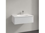 Villeroy und Boch Antao Waschtisch-Unterschrank L01100GF 78,8x25,6x49,6cm, mit Frontstruktur, glossy white lacquer, Mit Beleuchtung