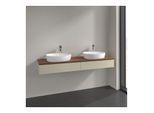 Villeroy und Boch Antao Waschtisch-Unterschrank K17052HJ 160x19x50cm, Hahnlochbohrung, Waschbeckenplattenfarbe warm walnut, silk grey matt lacquer