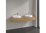 Villeroy und Boch Antao Waschtisch-Unterschrank L17051HN 160x19x50cm, Hahnlochbohrung, Waschbeckenplattenfarbe honey oak, honey oak, Mit Beleuchtung