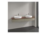 Villeroy und Boch Antao Waschtisch-Unterschrank K17152HK 160x19x50cm, Hahnlochbohrung, Waschbeckenplattenfarbe warm walnut, stone grey matt lacquer