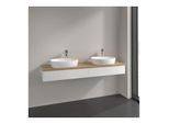 Villeroy und Boch Antao Waschtisch-Unterschrank L17051MT 160x19x50cm, Hahnlochbohrung, Waschbeckenplattenfarbe honey oak, white matt lacquer, Mit Beleuchtung