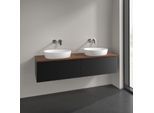 Villeroy und Boch Antao Waschtisch-Unterschrank K39112PD 160x36x50cm, Waschbeckenplattenfarbe warm walnut, black matt lacquer