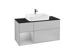 Villeroy und Boch Finion Waschtischunterschrank F412GJGJ 120cm, Abdeckplatte black matt, Regal links Light grey matt, Light grey matt