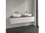 Villeroy und Boch Antao Waschtisch-Unterschrank L39012GF 160x36x50cm, Waschbeckenplattenfarbe warm walnut, glossy white lacquer, Mit Beleuchtung