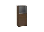 Villeroy und Boch Finion Seitenschrank F520GKGN 41,8cm, links, Ladestation, Regal Anthracite Matt Lacquer, Walnut veneer