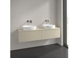Villeroy und Boch Antao Waschtisch-Unterschrank K39050HJ 160x36x50cm, Hahnlochbohrung, Waschbeckenplattenfarbe Lack, silk grey matt lacquer