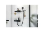 hansgrohe WallStoris Handbrause Set 24250670 3jet EcoSmart Activation, Thermostat, mit Brausestange, Accessoireset, Mattschwarz