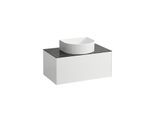 LAUFEN Sonar Schubladenelement/Sideboard H4054110341431 77,5x34x45,5cm, Ausschnitt Mitte, Weiß matt/Nero Marquina