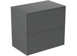 Ideal Standard Conca Waschtisch-Unterschrank T4327Y2 ohne Ausschnitt, 2 Auszüge, 60x37x55 cm, Anthrazit matt lackiert