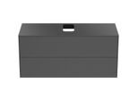 Ideal Standard Conca Waschtisch-Unterschrank T3943Y2 mit Ausschnitt, 2 Auszüge, 120x50,5x55 cm, mittig, Anthrazit matt lackiert