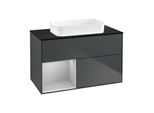 Villeroy und Boch Finion Waschtischunterschrank F652GJHG 100x60,3x50,1cm, Regal links Light grey matt, Midnight Blue Matt Lacquer