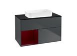 Villeroy und Boch Finion Waschtischunterschrank F652HBHG 100x60,3x50,1cm, Regal links Peony, Midnight Blue Matt Lacquer