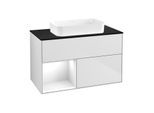 Villeroy und Boch Finion Waschtischunterschrank F652GFMT 100x60,3x50,1cm, Regal links Glossy white lacquer, White matt lacquer