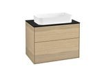 Villeroy und Boch Finion Waschtischunterschrank G63200PC 80x60,3x50,1mm, Wandbeleuchtung, Glass Black Matt, Oak Veneer