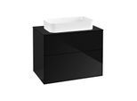 Villeroy und Boch Finion Waschtischunterschrank G63200PH 80x60,3x50,1mm, Wandbeleuchtung, Glass Black Matt, Glossy Black Lacquer