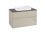 Villeroy und Boch Finion Waschtischunterschrank F64200HH 100x60,3x50,1mm, Glass Black Matt, Sand Matt Lacquer