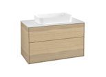 Villeroy und Boch Finion Waschtischunterschrank G64100PC 100x60,3x50,1mm, Wandbeleuchtung, Glass White Matt, Oak Veneer