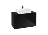 Villeroy und Boch Finion Waschtischunterschrank G10200PH 100x60,3x50,1cm, Abdeckplatte black matt, Glossy Black Lacquer