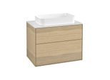 Villeroy und Boch Finion Waschtischunterschrank G63100PC 80x60,3x50,1mm, Wandbeleuchtung, Glass White Matt, Oak Veneer