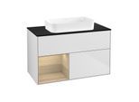 Villeroy und Boch Finion Waschtischunterschrank F652PCMT 100x60,3x50,1cm, Regal links Oak Veneer, White matt lacquer