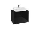 Villeroy und Boch Finion Waschtischunterschrank F09200PH 80x60,3x50,1cm, Abdeckplatte black matt, Glossy Black Lacquer