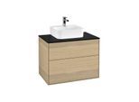 Villeroy und Boch Finion Waschtischunterschrank F08200PC 80x60,3x50,1cm, Abdeckplatte black matt, Oak Veneer