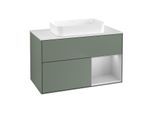 Villeroy und Boch Finion Waschtischunterschrank F661GJGM 100x60,3x50,1cm, Regal rechts Light grey matt, Olive Matt Lacquer