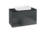 Villeroy und Boch Finion Waschtischunterschrank F652HGHG 100x60,3x50,1cm, Regal links Midnight Blue Matt Lacquer, Midnight Blue Matt Lacquer
