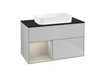 Villeroy und Boch Finion Waschtischunterschrank F652HHGJ 100x60,3x50,1cm, Regal links Sand Matt Lacquer, Light grey matt