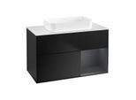 Villeroy und Boch Finion Waschtischunterschrank F661HGPD 100x60,3x50,1cm, Regal rechts Midnight Blue Matt Lacquer, Black matt lacquer