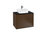 Villeroy und Boch Finion Waschtischunterschrank G08200GN 80x60,3x50,1cm, Emotion, Abdeckplatte black matt, Walnut veneer