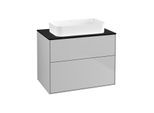 Villeroy und Boch Finion Waschtischunterschrank G63200GJ 80x60,3x50,1mm, Wandbeleuchtung, Glass Black Matt, Light grey matt