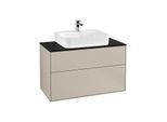 Villeroy und Boch Finion Waschtischunterschrank G10200HH 100x60,3x50,1cm, Abdeckplatte black matt, Sand Matt Lacquer