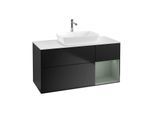 Villeroy und Boch Finion Waschtischunterschrank G831GMPD 120cm, Abdeckplatte white matt, Emotion, Regale Olive matt lacquer, Black matt lacquer