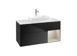 Villeroy und Boch Finion Waschtischunterschrank F831HHPD 120cm, Abdeckplatte white matt, Regale sand matt lacquer, Black matt lacquer