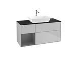 Villeroy und Boch Finion Waschtischunterschrank G822GKGJ 120cm, Abdeckplatte black matt, Emotion, Regale Anthracite matt lacquer, Light grey matt