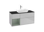 Villeroy und Boch Finion Waschtischunterschrank G822GMGJ 120cm, Abdeckplatte black matt, Emotion, Regale Olive matt lacquer, Light grey matt