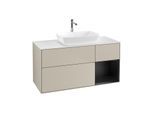 Villeroy und Boch Finion Waschtischunterschrank G831PDHH 120cm, Abdeckplatte white matt, Emotion, Regale Black matt lacquer, Sand Matt Lacquer