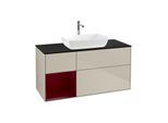 Villeroy und Boch Finion Waschtischunterschrank G822HBHH 120cm, Abdeckplatte black matt, Emotion, Regale Peony matt lacquer, Sand Matt Lacquer