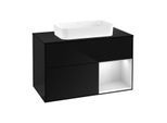 Villeroy und Boch Finion Waschtischunterschrank G662MTPH 100x60,3x50,1cm, Regal rechts White matt lacquer, Glossy Black Lacquer