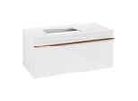 Villeroy und Boch Venticello Waschtisch-Unterschrank A94705RE 95,7 x 43,6 x 50,2 cm, Waschtisch links, Griff Copper, Glass Glossy White