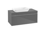 Villeroy und Boch Venticello Waschtisch-Unterschrank A94701FP 95,7 x 43,6 x 50,2 cm, Waschtisch links, Griff Chrom, Glossy Grey