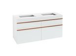 Villeroy und Boch Venticello Waschtisch-Unterschrank A94405RE 125,7 x 60,6 x 50,2 cm, Griff Copper, Glass Glossy White