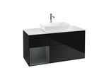 Villeroy und Boch Finion Waschtischunterschrank G821HGPH 120cm, Abdeckplatte white matt, Emotion, Regale Midnight matt lacquer, Glossy Black Lacquer