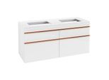 Villeroy und Boch Venticello Waschtisch-Unterschrank A94405DH 125,7 x 60,6 x 50,2 cm, Griff Copper, Glossy White