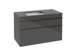 Villeroy und Boch Venticello Waschtisch-Unterschrank A94205FP 95,7 x 60,6 x 50,2 cm, Waschtisch links, Griff Copper, Glossy Grey
