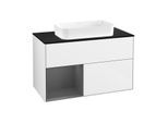 Villeroy und Boch Finion Waschtischunterschrank G652GKGF 100x60,3x50,1cm, Regal links Anthracite matt, Glossy white lacquer