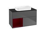 Villeroy und Boch Finion Waschtischunterschrank G652HBGK 100x60,3x50,1cm, Regal links Peony, Anthracite matt